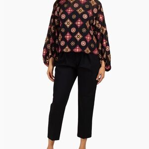 Trina Turk Black and Pink Geometric Blouse